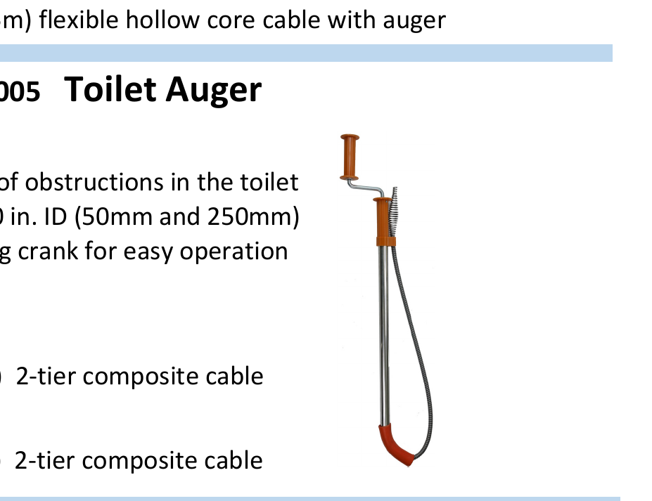 D01-005 manual toilet auger