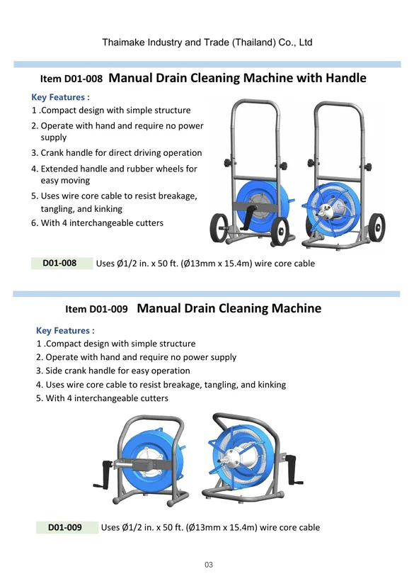 Drain cleaning machine cable drum with assorted cutting tools and drill heads